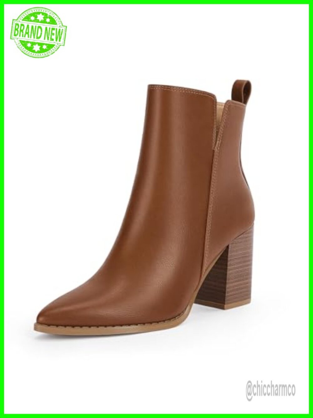 Womens Ankle Boots Faux Leather Suede Pointed Toe Chunky Block Heel Side Zipper